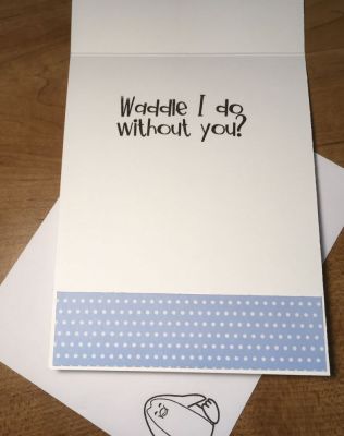 Inside of missing you penguin card
