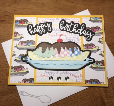 Happy Birthday (inside “icecream makes everything better “
banana split dies
March 2019 kit papers, embellishments and word dies

