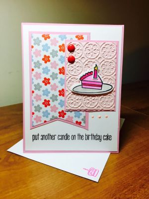 Put another candle on your cake
TSOL pattern paper
Sentiment and enamel dots from TSOL card kit

