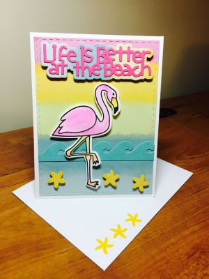 Life is better at the beach
Flamingos2stamp and dies
Life is better at the beach die
Flipflops2stamps and dies
Thank You collection pattern paper
Stitched rectangles die
