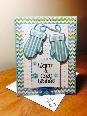 Warm and cozy wishes
Mittens2stamp and dies
Dotted Swiss embossing folder and glitter glue
Sizzix scalloped squares
Stitched squares
Friend collection and believe collection pattern paper
