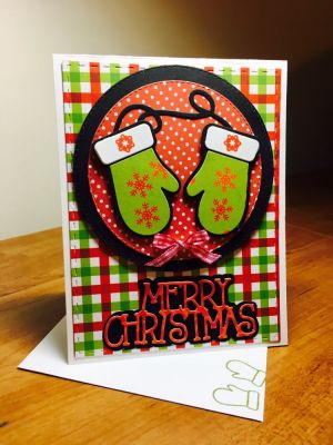 Merry Christmas
Mittens2stamp and dies
Happy Holidays collection pattern paper
Merry Christmas die 
Stitched rectangle ans stitched circle dies

