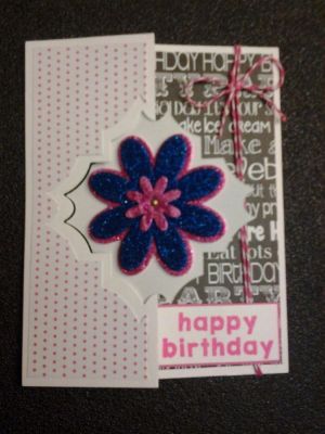 Birthday Card with glittery flower Flip It card
