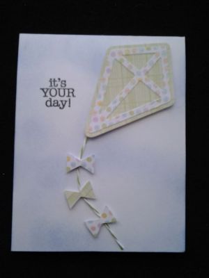 Kite Birthday Card
I sponged the background with sky blue ink to give the effect of soft clouds
