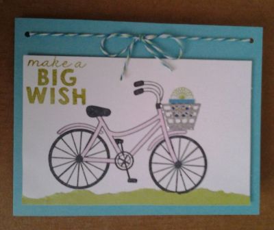 Bicycle Birthday Card with present in the basket
