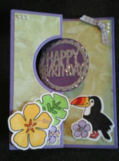 Tropical Flowers with Toucan Birthday Flip-it card
Keywords: Tropical Flowers Toucan Birthday Flip-it card