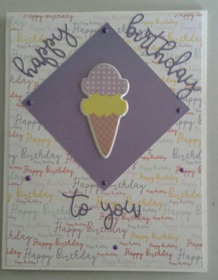 Happy  Birthday card with ice cream
Keywords: Happy Birthday ice cream cone