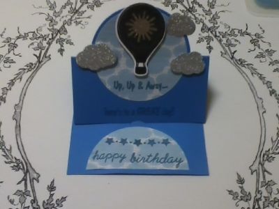 hot 4 balloons birthday stand up card
