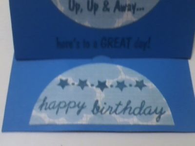 Hot 4 balloons happy birthday card  inside close up
