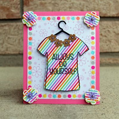 Always be yourself!
Added some mini cork flowers to make a neckline for the t-shirt!

