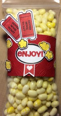 Popcorn Jellybean Gift
I made this for my husband who loves popcorn and jellybeans...especially popcorn flavored jellybeans! It goes along with "My Corny Valentine" card and it's my way of asking him out for dinner and a movie for Valentine's Day.
