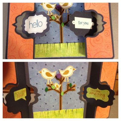 Twice the flip
Fancy frame flip it #2
Ink pads: cornflower, mustard,pumpkin.
Birds and trees
Phrases
The word labels

