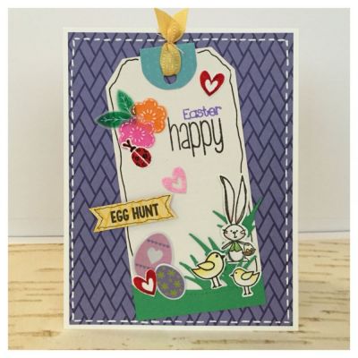 Egg hunt
Since I was having a bit of a card making block, I decided to stamp a bunch of happy with images:  flowers, bunnies (I don't have any TSOL bunnies yet), hearts, so I used an old stamp that I had.  TSOL colors, paper, products all work together so well that ideas started flowing. The results just puts a smile on my face.  Lovestory4kitclub, blessings4ktclub, & trees2 build stamps; happiness & blessing collection patterned paper; and grape & licorice ink pads.
Keywords: Happy mail dies