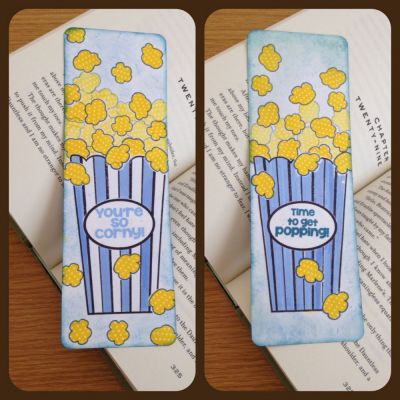 Popcorn bookmarker 
Front & back view.
