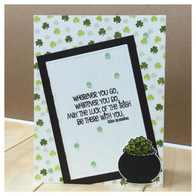 Irish blessing
Kiwi & artichoke ink pads, chocolate & powdered sugar card stock paper.
