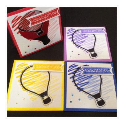Thinking of U note cards
3x3 notecards: Luv,hugs,hearts stamp; mini banners2cut, banana/strawberry/grape/blueberry/licorice stamp pads
