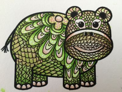 Hip-doodling
Omg!  This stamp is just way too fun!  Doodling with it just takes it to a different level!  I used alcohol markers to color it in.  But I'm definitely gonna try colored pencils and water color next.  Can't wait to see what it looks like on a card!!!  Had to share ... 😊
