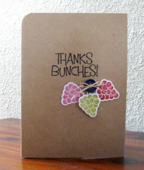 Thanks bunches
CAS card.  PB&J2enjoy grapes stamp & die.  Thanks bunches from Crazy4daisies. :)
