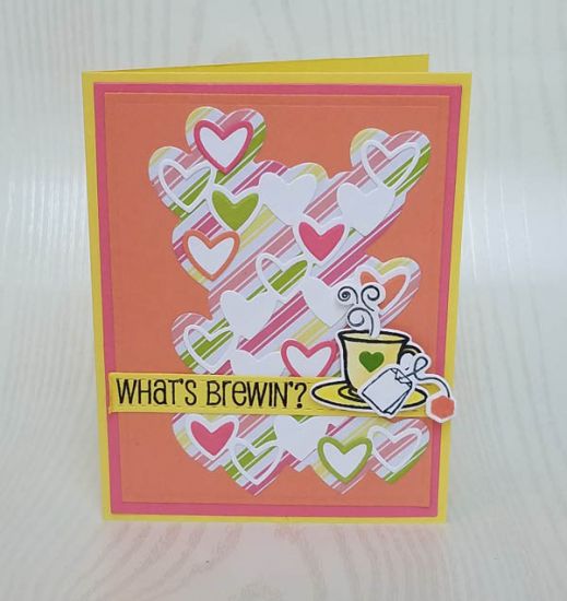 what's brewin'
heart cluster die set, tea4two, ribbon border die
