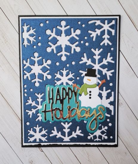 Happy holidays
Snowglobe2stamp snowman, snowflake bkg die, happy holidays die

