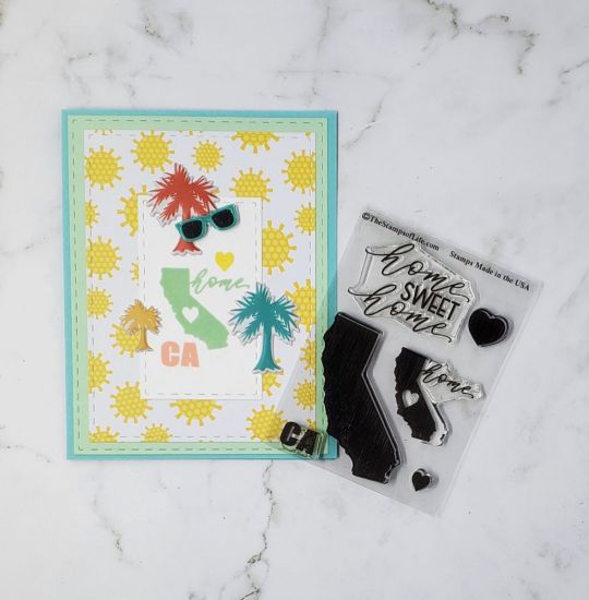 CA state stamp set
Stitched rectangle dies, stickers and paper from card kits
