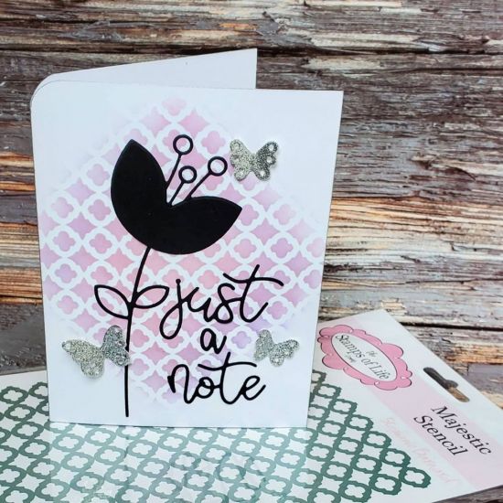 just a note
spring flower dies, words4jar dies, majestic stencil
