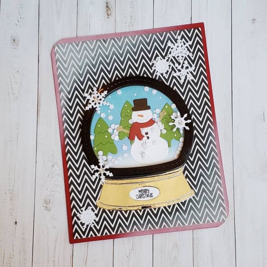 Merry Christmas 
Snowglobe2stamp.  Shaker dies. 
