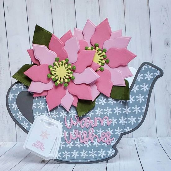Merry Christmas 
Teapot fold it. Extras4snowglobe.  Hsn swish card pointsettias
