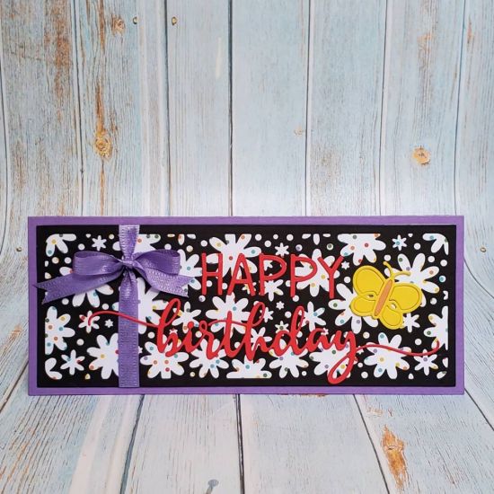 Happy birthday
Floral slimline panel. Slimline die card set
