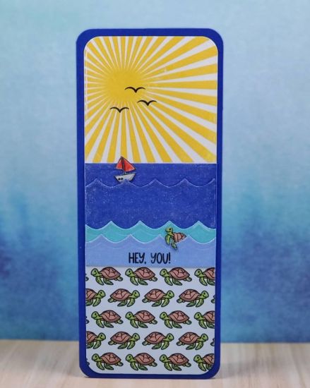 Hey you
Jan. Kit club plus starburst bkg stamp, saiboat2stamp, whale wave die, lighthouse2stamp birds 
