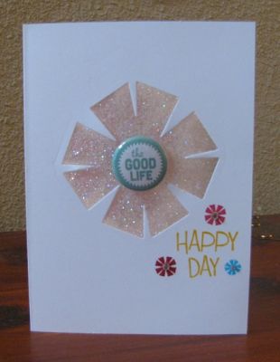 glitter window card (front)
using crazy4daisy die and stamps, plus a button from October afternoon.

