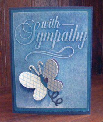 with sympathy
I can't remember who makes the with sympathy embossing plate, but the butterfly from the butterflies die set made it extra beautiful.  
