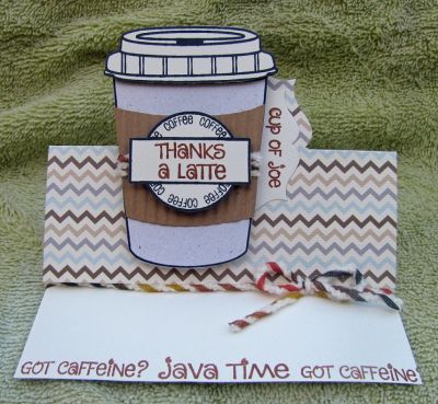 *thanks a latte!
coffee4two stamp set.  regal stand up card.
