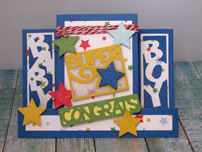 *baby boy
cute as a bug step up. all products TSOL. congrats is from the Sizzix Greetings Scalloped Edge Drop-ins set
