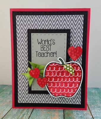 *best teacher
patterns4apples.stitched rectangles.  tsol papers, inks, and embellishments (wood hearts stamped on)
