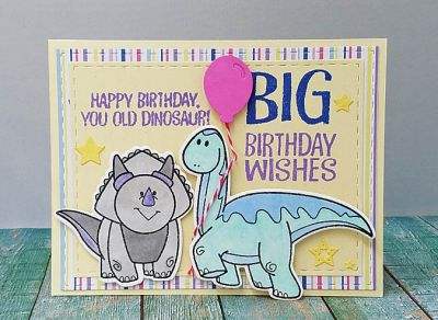 *birthday
moredinos2stamp. stitched rectangle. balloon die. tsol papers and inks.
