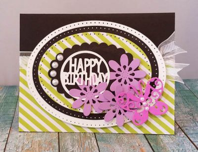 happy birthday
sizzix dotted oval die set. dies from sizzix half A2 size card set. sizzix word circle die
