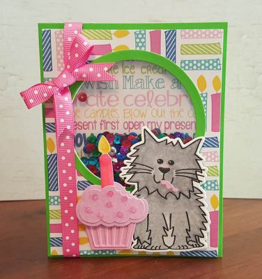*birthday shaker
sizzix cirlce framelit dies. cat2stamp stamp/die. cupcake die from sizzix happy birthday step up card die set. candle from TSOL cake die set. papers from TSOL.
