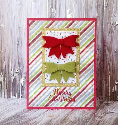 Merry Christmas
bow die. stitched rectangles. tsol papers, felt, ink and stamp
