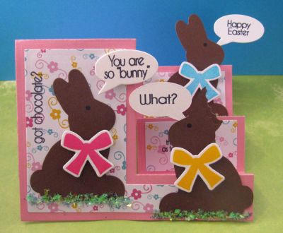 *so bunny..
chocolatebunny2stamp and dies. basic step up card.  word bubble die from the sizzix tree & bird set.
Keywords: Step-Ups