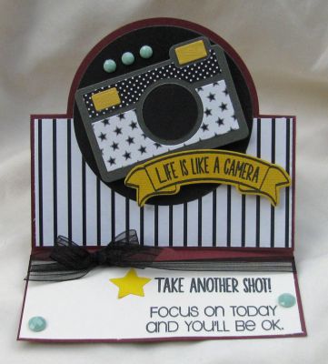 *like a camera
+ big xl circle stand up card die; banner die and banner from morechalksayings2stamp
