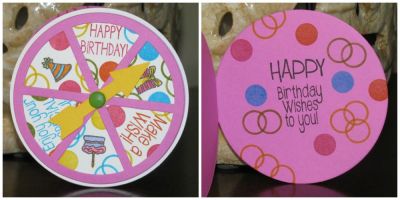 circle spinner card
spinner2stamp stamp set and die, plus circles and "happy" from crazy4daisies stamp set
