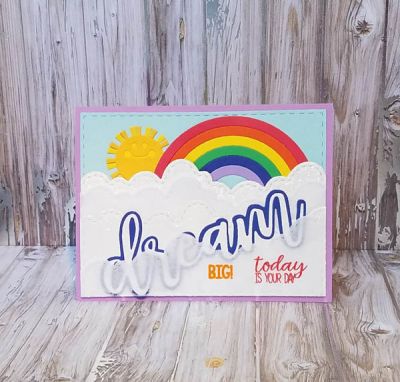 Dream
cloud from border dies, dream statement stamps and dies, rainbow2stamp+dies, sunshine triplit. stitched rectangle die. tsol inks
Keywords: statementwords rainbow2stamp sizzixtriplitshellosunshine