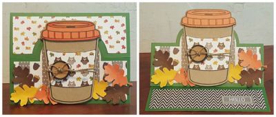 *hello
fall coffee card using TSOL papers, coffee4two, stand up card die, and leaf triplits.
