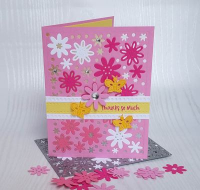 thanks so much
floral background die, ribbon border dies, card kit club stamp, butterfly dies
