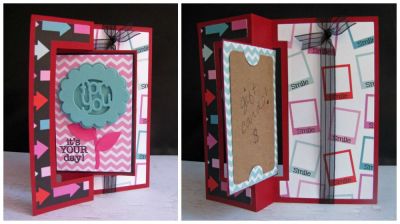 *for you
rectangle/gc flip it card die set.  tsol papers. it's your day from sizzix birthday stamps
