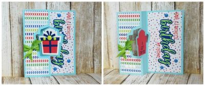 happy birthday
sizzix drop in flip it:  gift insert along with the birthday statement die and stamp set
Keywords: statementwords