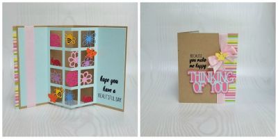 thinking of you
3d popup drop in, stitched window grid die, hsn 5X7 shadow box bugs/flowers dies, card kit stamps, thinking of you die
