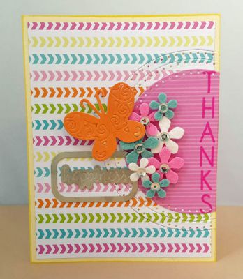*thanks
sizzix dotted framelits circle dies. butterfly from A2 half card die set. mini flower dies. stamp by sizzix. tsol papers and embellishments.
