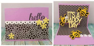 *it's a happy day
sizzix it's a happy day 3d drop in. sizzix bee triplits. papers TSOL. mini flower die tsol.
